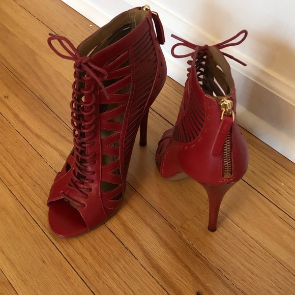 Nine West Angelica red lace up heels - 7 - Picture 1 of 7